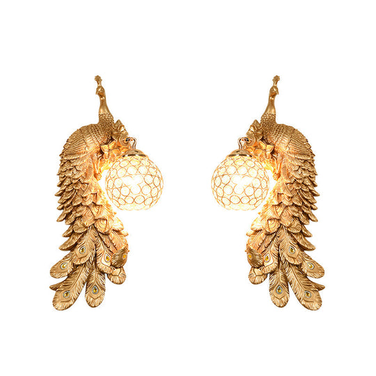 Peacock Wall Sconce With Crystal Shade In White/Blue Finish - 1/2 Pack Left/Right