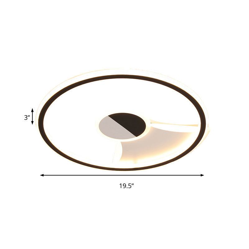 Simple Style Led Acrylic Flush Ceiling Light – Black/White 16’/19.5’/23.5’ Dia Lamp For