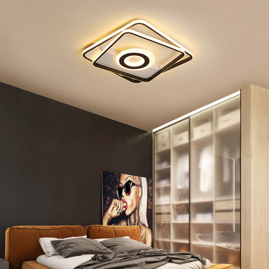 Contemporary Black Acrylic Flush Mount Led Ceiling Light For Living Room - Warm/White
