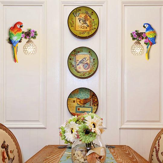 Parrot Wall Sconce With Crystal Lampshade - Gold Finish Right/Left