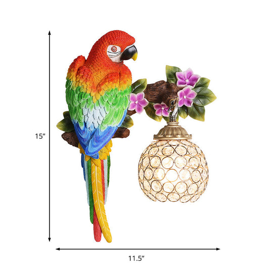 Parrot Wall Sconce With Crystal Lampshade - Gold Finish Right/Left