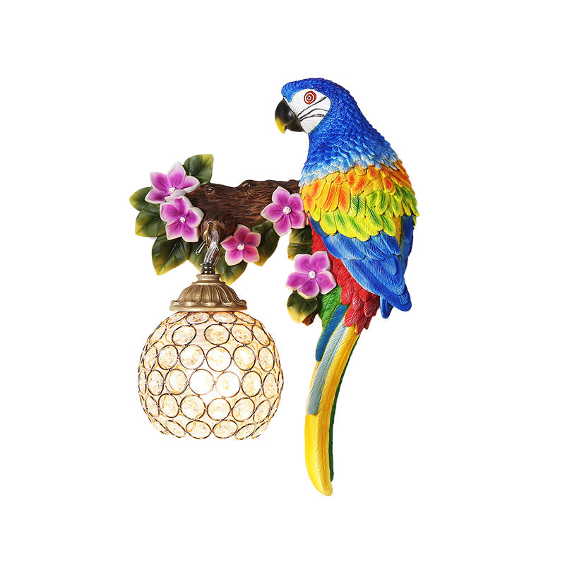 Parrot Wall Sconce With Crystal Lampshade - Gold Finish Right/Left