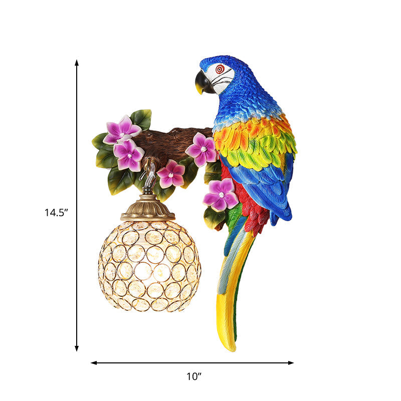 Parrot Wall Sconce With Crystal Lampshade - Gold Finish Right/Left