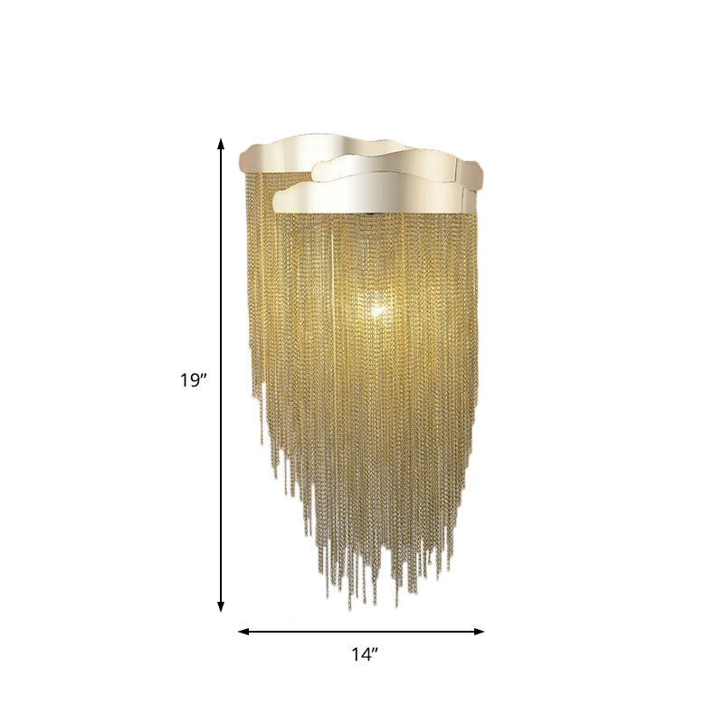 Modern Aluminum Tassel Wall Sconce With 3 Lighting Options In Silver/Gold For Bedside