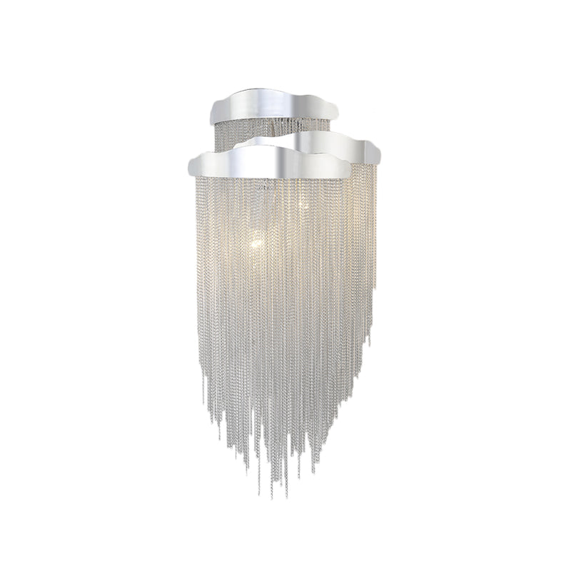 Modern Aluminum Tassel Wall Sconce With 3 Lighting Options In Silver/Gold For Bedside