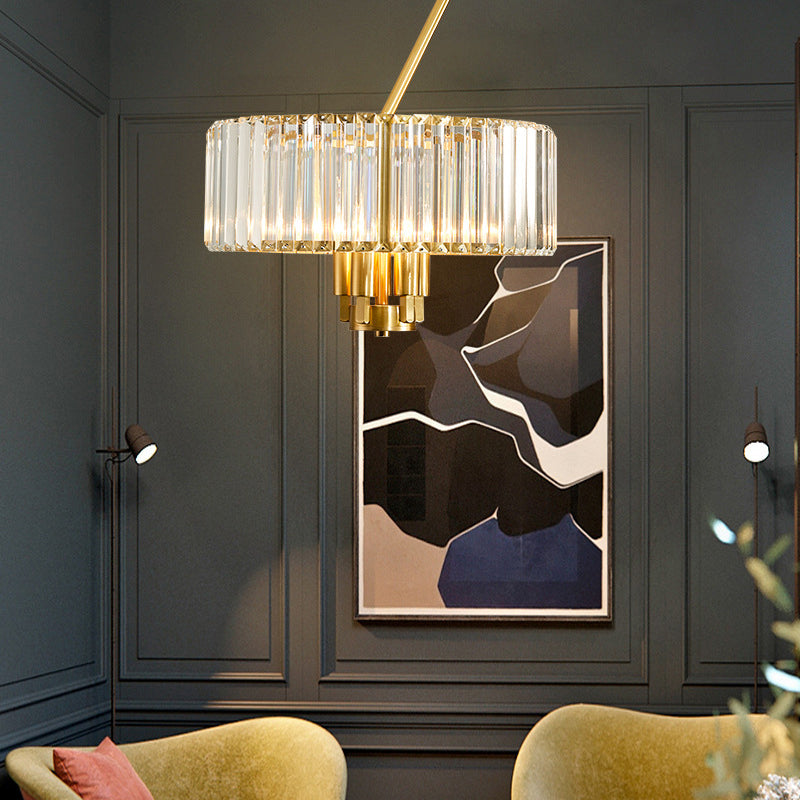 Modern Gold Finish Crystal Pendant Drum Chandelier - 3/4/6 Lights 4 /