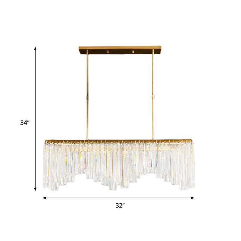 Modern Gold Linear Crystal Led Chandelier Lamp - 24.5’/32’ Wide Pendant Lighting For Living Room