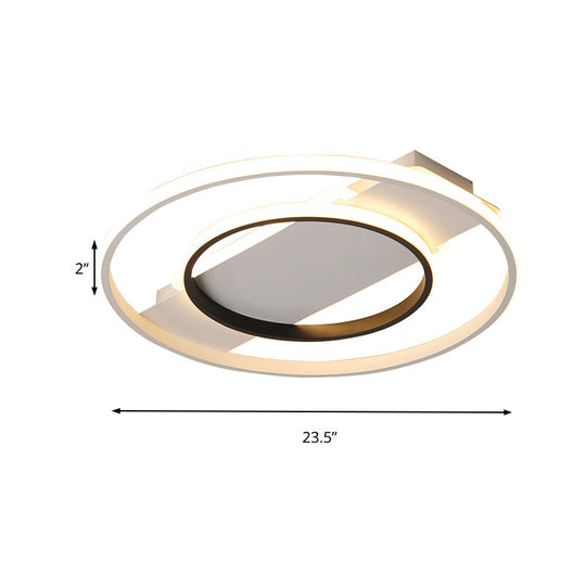 16’/19.5’/23.5’ Acrylic Ring Flush Ceiling Light - 2 Heads Black & White Bedroom (Warm/White)