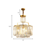Modern 2-Tier Crystal Prism Pendant Chandelier - Gold Finish