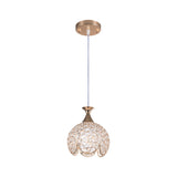 Contemporary Clear Crystal Pendant Light With Gold Ruffled Edge - 1 Dome Suspension Lamp (8/10/12 W)