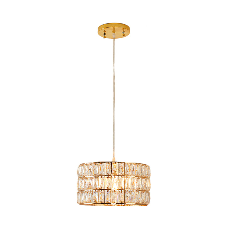 Contemporary Crystal Drum Pendant Light For Stylish Dining Rooms
