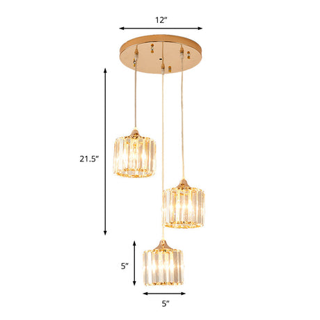 Gold Crystal Prism Pendant Light: Modern Stylish 3-Light Fixture