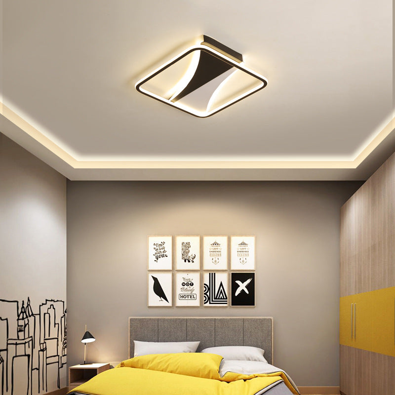 Modern Acrylic Flush Light For Bedroom - Square/Rectangular Ceiling Lighting In Black/White