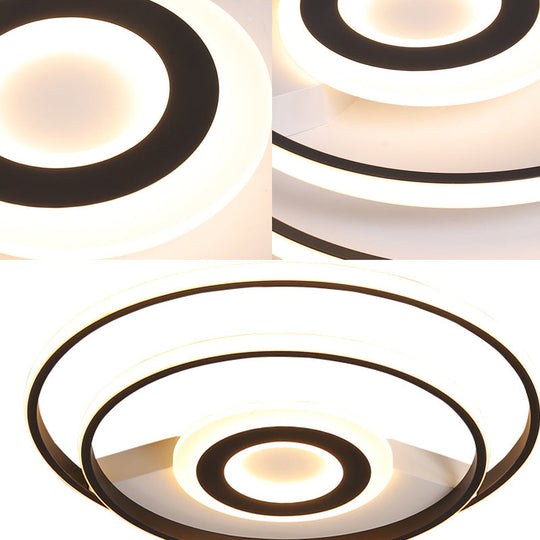 Black Ring Flush Mount Light – Nordic Acrylic Led Ceiling Lighting For Bedroom