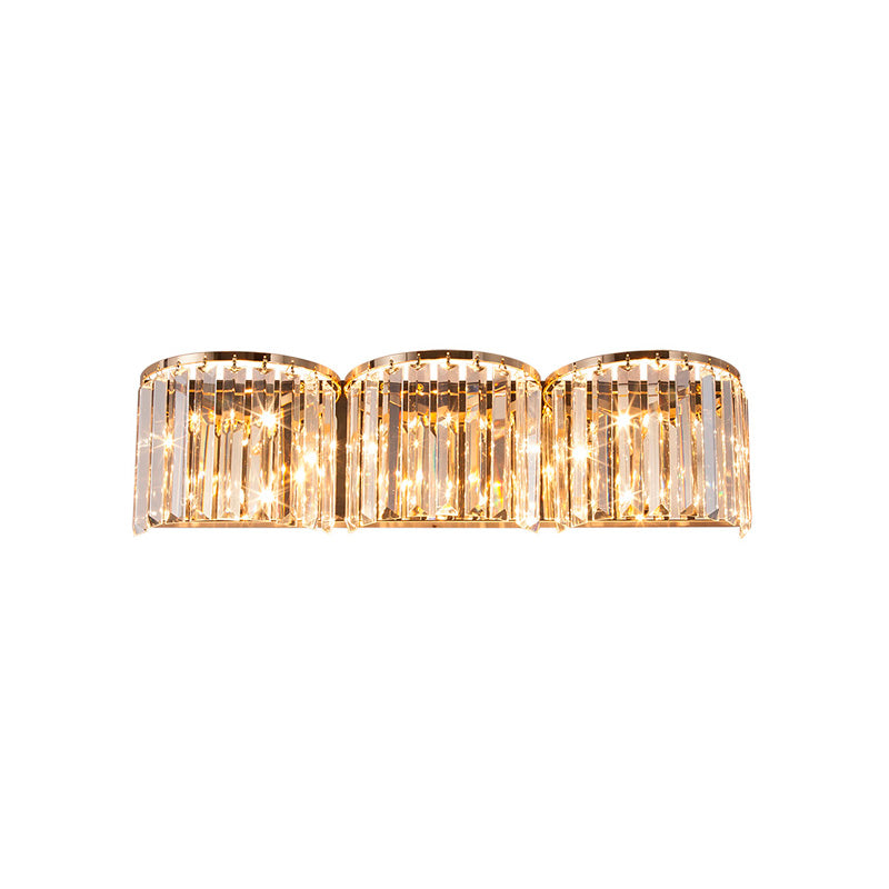 Modern Gold Led Wall Light With Clear Crystal Block - Linear Sconce
