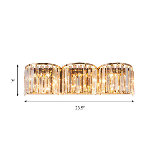 Modern Gold Led Wall Light With Clear Crystal Block - Linear Sconce