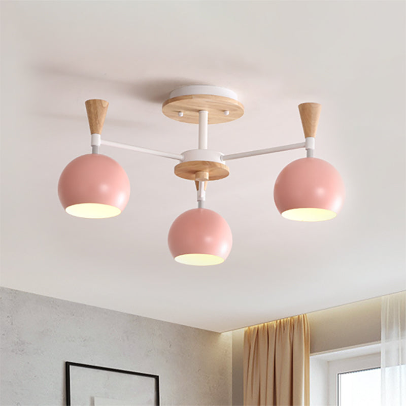 Macaron 3/6/8 - Light Acrylic Dome Ceiling Lamp - Pink/Yellow/Blue Semi Flush Pendant