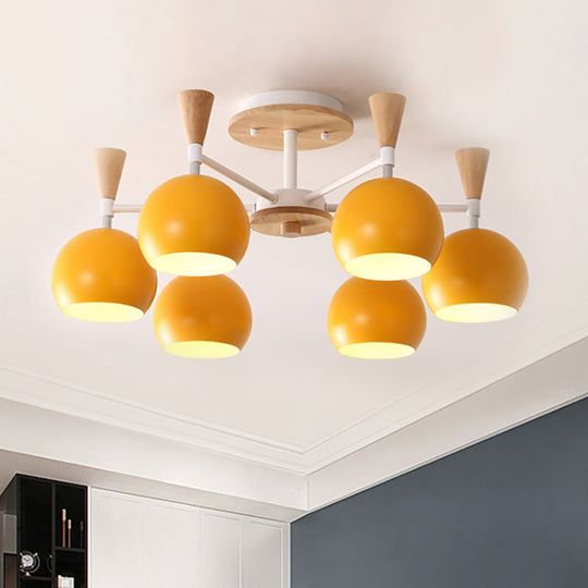 Macaron 3/6/8 - Light Acrylic Dome Ceiling Lamp - Pink/Yellow/Blue Semi Flush Pendant 6 / Yellow