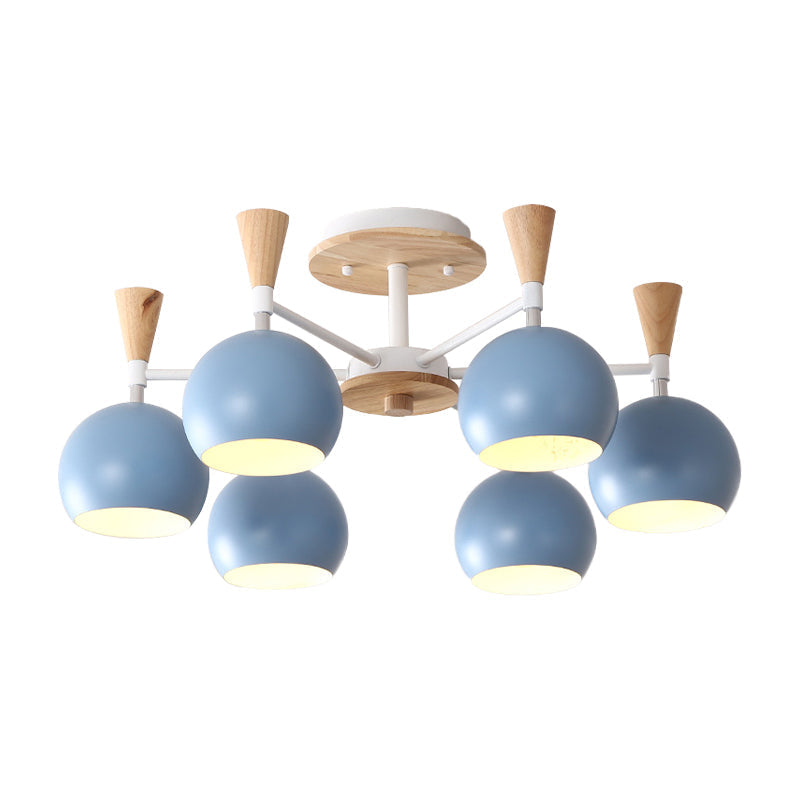 Macaron 3/6/8 - Light Acrylic Dome Ceiling Lamp - Pink/Yellow/Blue Semi Flush Pendant