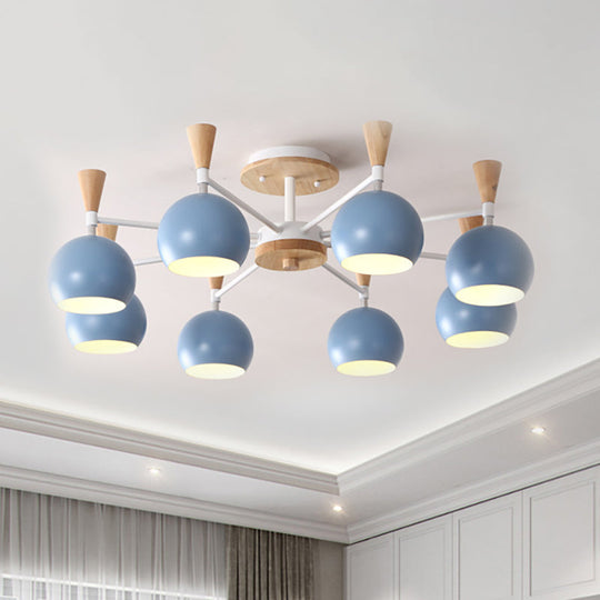 Macaron 3/6/8 - Light Acrylic Dome Ceiling Lamp - Pink/Yellow/Blue Semi Flush Pendant 8 / Blue