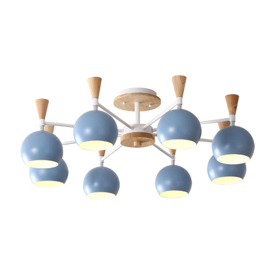 Macaron 3/6/8 - Light Acrylic Dome Ceiling Lamp - Pink/Yellow/Blue Semi Flush Pendant