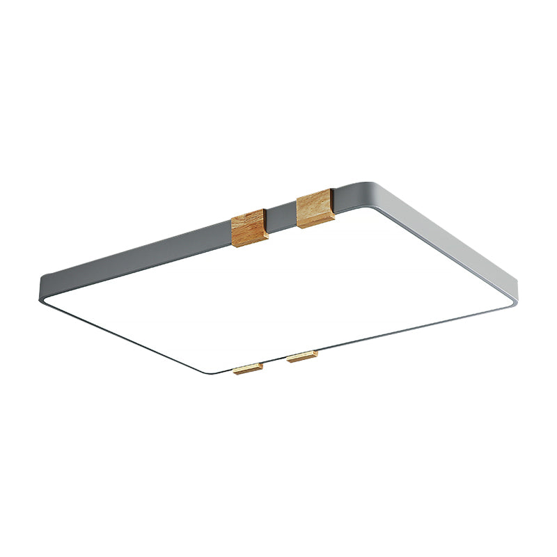 Nordic 1 Light Grey/White Ceiling Lamp - Acrylic Shade Rectangular Flush Mount With Warm/White