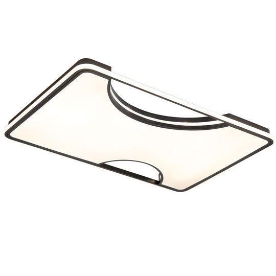 Modern Rectangular/Square Acrylic Flush Ceiling Light Led Lamp In Black/White Warm/White