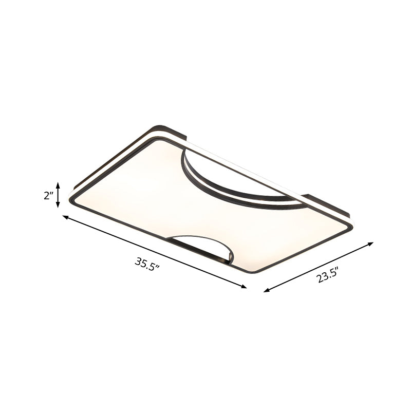 Modern Rectangular/Square Acrylic Flush Ceiling Light Led Lamp In Black/White Warm/White