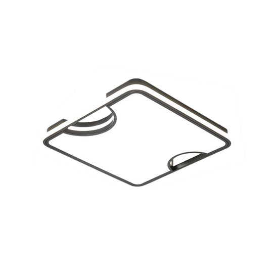 Modern Rectangular/Square Acrylic Flush Ceiling Light Led Lamp In Black/White Warm/White