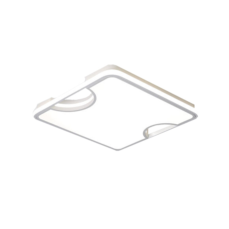 Modern Rectangular/Square Acrylic Flush Ceiling Light Led Lamp In Black/White Warm/White