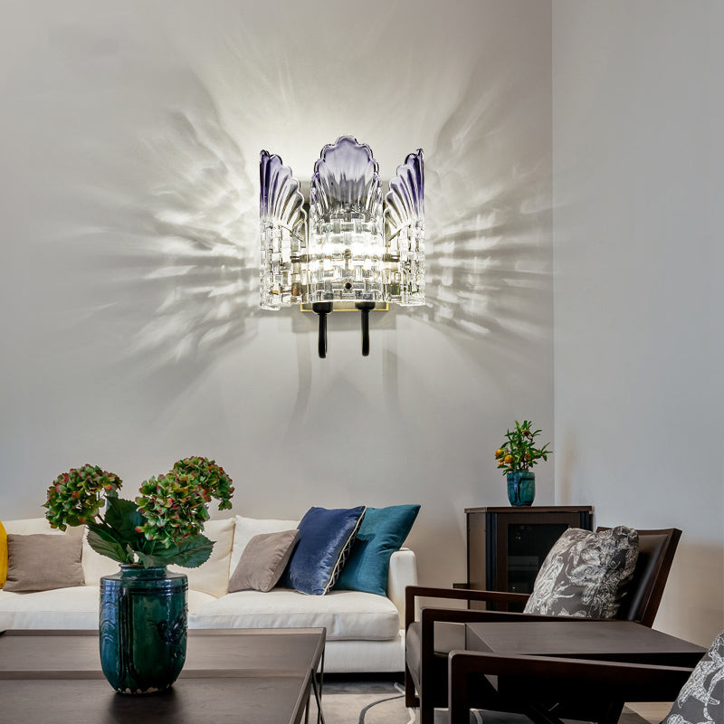 Clear Crystal Wall Sconce - Modern 2-Light Fixture For Living Room