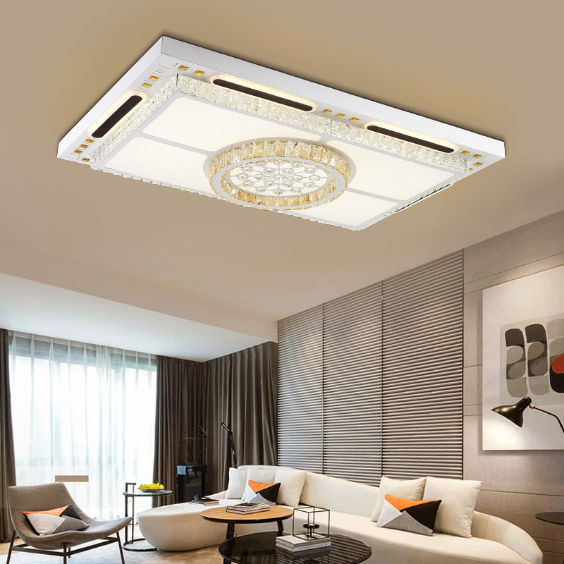 Chinese Style Led White Crystal Ceiling Flush Mount - Perfect For Living Room Lighting