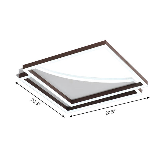 Modern Acrylic Led Ceiling Light In Coffee Brown Flush Mount Lamp With Overlapping Design Warm/White