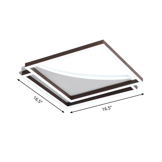 Modern Acrylic Led Ceiling Light In Coffee Brown Flush Mount Lamp With Overlapping Design
