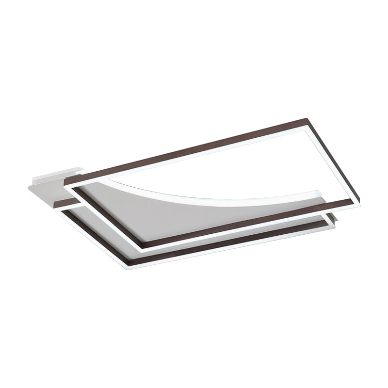 Modern Acrylic Led Ceiling Light In Coffee Brown Flush Mount Lamp With Overlapping Design