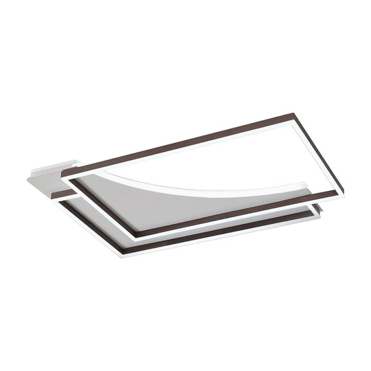 Modern Acrylic Led Ceiling Light In Coffee Brown Flush Mount Lamp With Overlapping Design