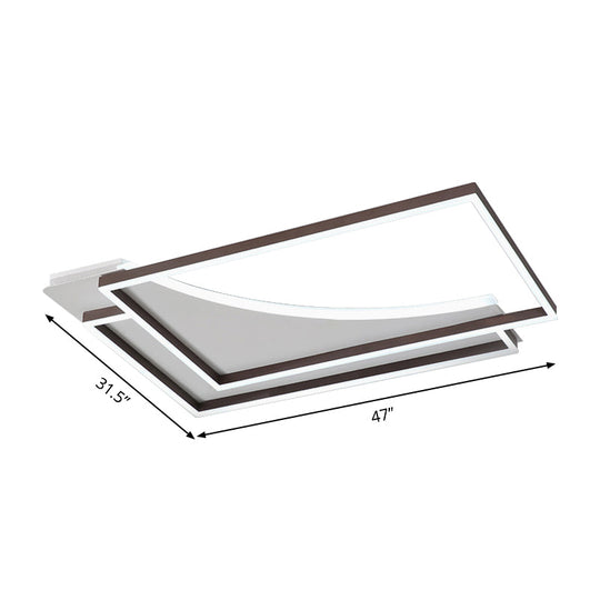 Modern Acrylic Led Ceiling Light In Coffee Brown Flush Mount Lamp With Overlapping Design Warm/White