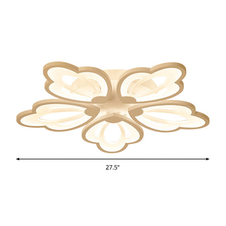 Modern Floral Led Ceiling Light With Acrylic Shade And 3/5/9 Lights In White/Warm/Natural Tone -