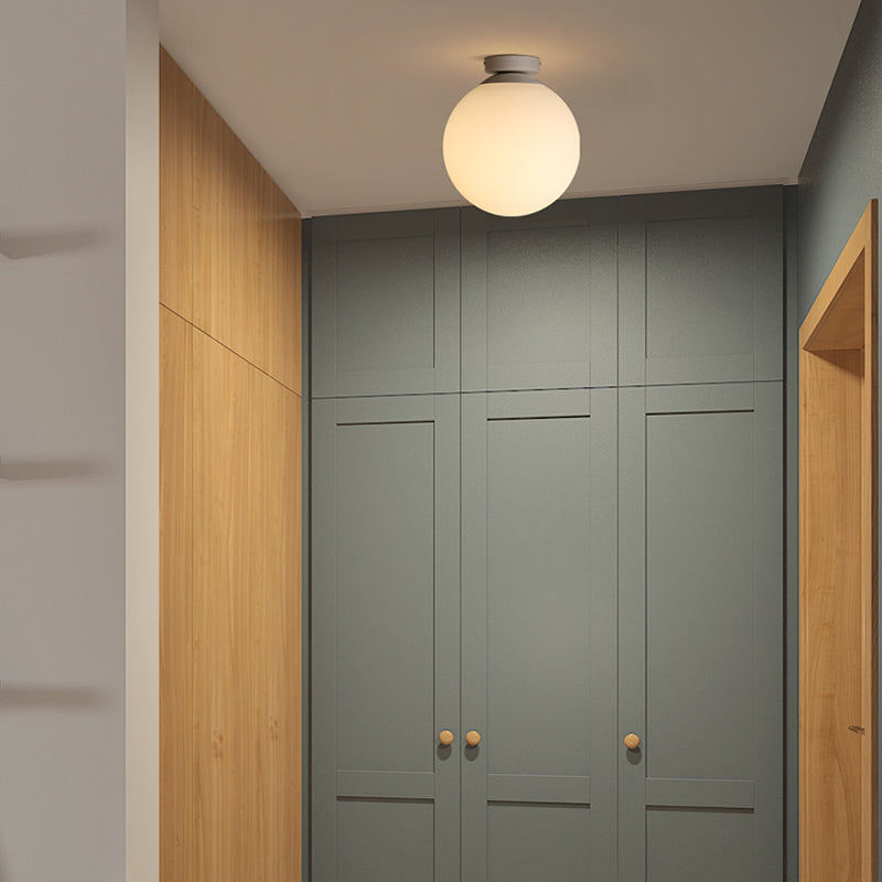 Modern Opal Glass Globe Flush Mount Lamp - 1 Light 6’/8’/10’ Wide White Ceiling Fixture / 6’