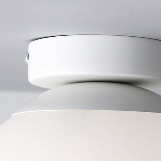Modern Opal Glass Globe Flush Mount Lamp - 1 Light 6’/8’/10’ Wide White Ceiling Fixture
