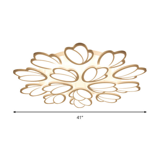 Contemporary Acrylic Leaf Flush Mount Light - Led Ceiling Fixture For Living Room 3/6/9