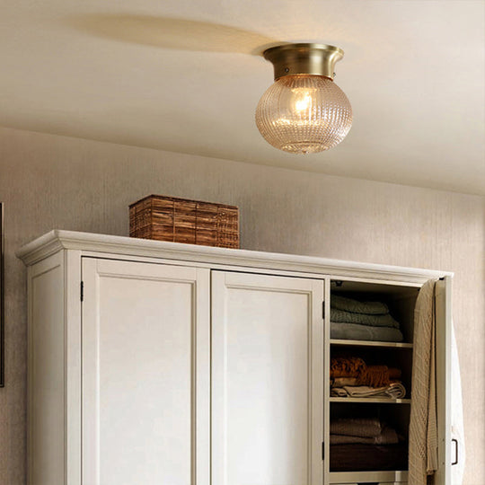 Modern Gold Flush Mount Ceiling Light Fixture With Prismatic Glass - 1