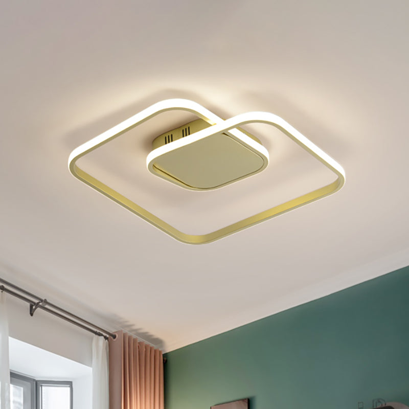 Modern Led Square Flush Ceiling Light In White/Black/Gold For Bedroom Acrylic Design Warm/White