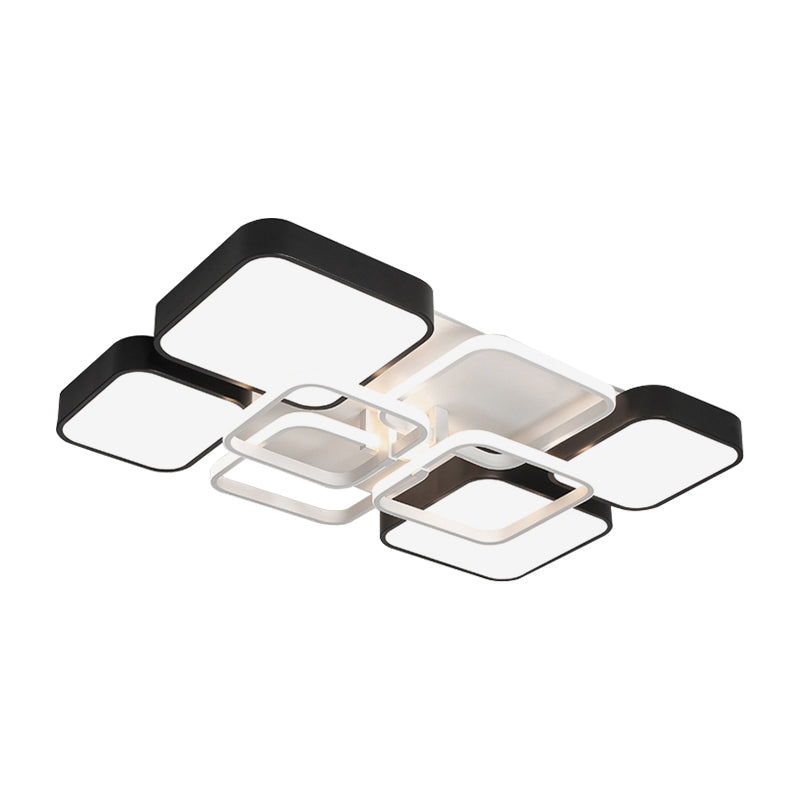 Minimalist Black Flush Mount Led Ceiling Light Square Design 16’/19.5’ Width Aluminum & Acrylic