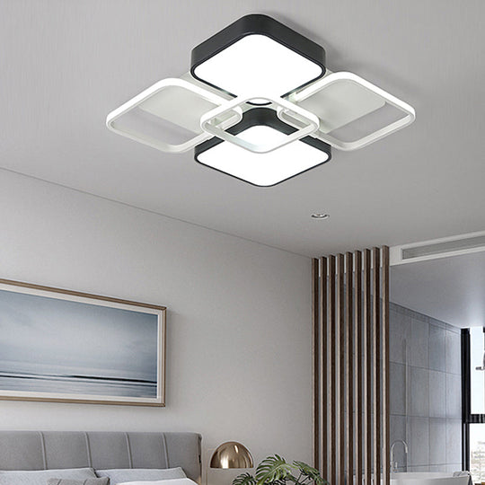 Minimalist Black Flush Mount Led Ceiling Light Square Design 16/19.5 Width Aluminum & Acrylic