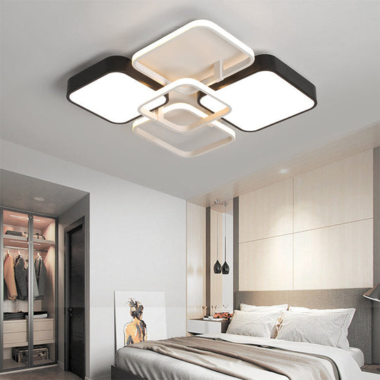 Minimalist Black Flush Mount Led Ceiling Light Square Design 16/19.5 Width Aluminum & Acrylic / 16