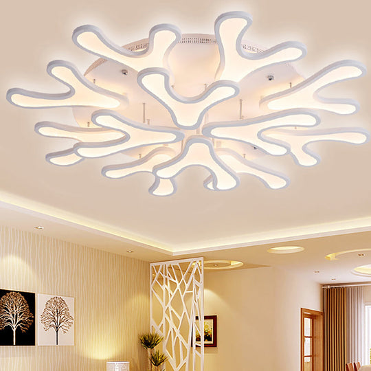 Contemporary Coral Led Flush Mount Ceiling Light - Acrylic 4/6/12 - Light Bedroom Lighting Fixture