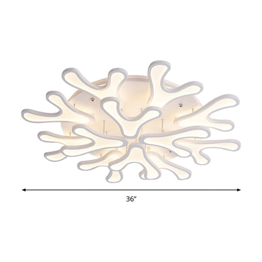 Contemporary Coral Led Flush Mount Ceiling Light - Acrylic 4/6/12 - Light Bedroom Lighting Fixture