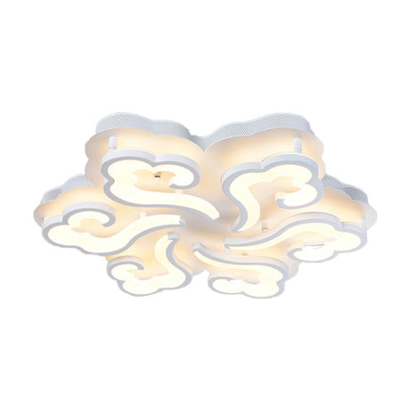 Sleek Acrylic Cloud Led Flush Ceiling Lamp With 4/6/12 Simplicity Lights | Warm/White/Natural Light