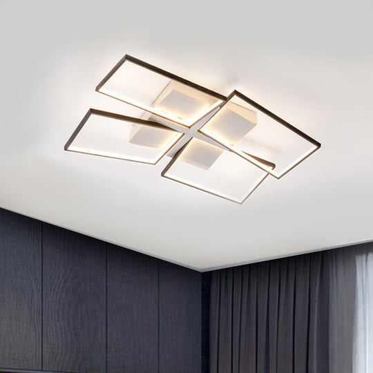 Minimalist Clear Glass Led Semi-Mount Ceiling Lamp In Warm/White/3 Colors 35.5/26.5 Long For Living